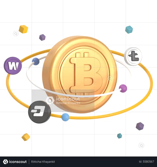 Orbite Bitcoin  3D Icon