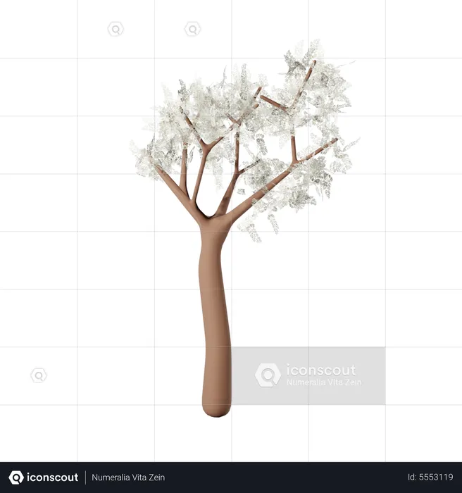 Autumn White Bush  3D Icon