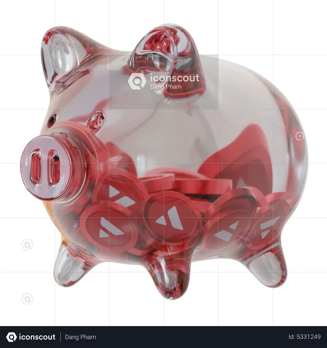 Avalanche (AVAX) Clear Glass Piggy Bank  3D Icon