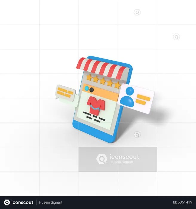 Avaliação de compras on-line  3D Icon
