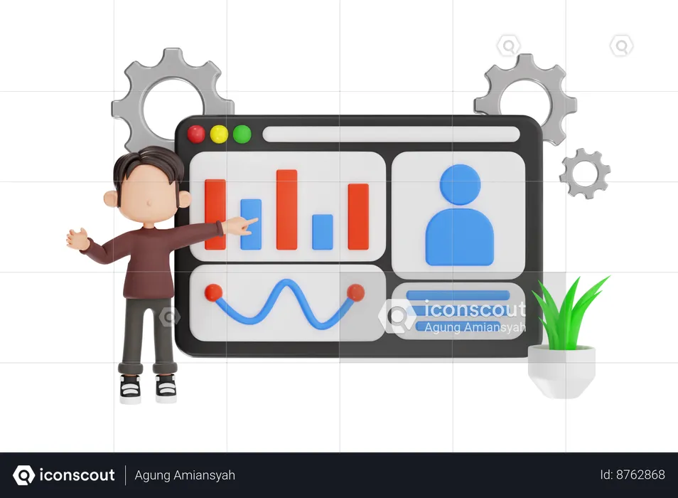 Avaliação de Funcionário Masculino  3D Illustration