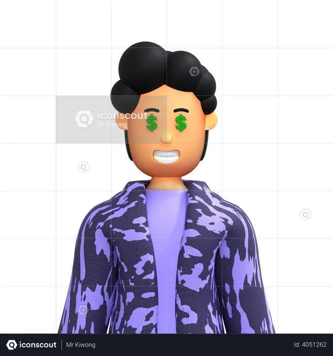 Avatar de cara de dinero  3D Illustration