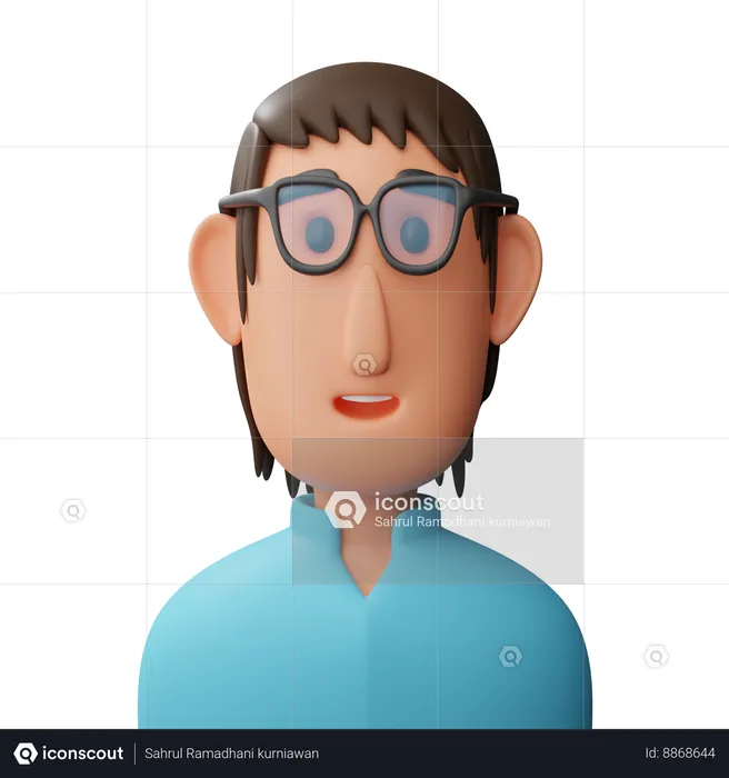 Avatar d'un homme à lunettes  3D Icon