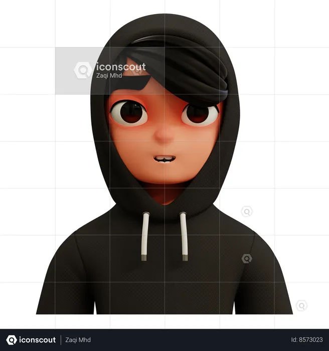 Avatar de homem de jaqueta preta  3D Icon