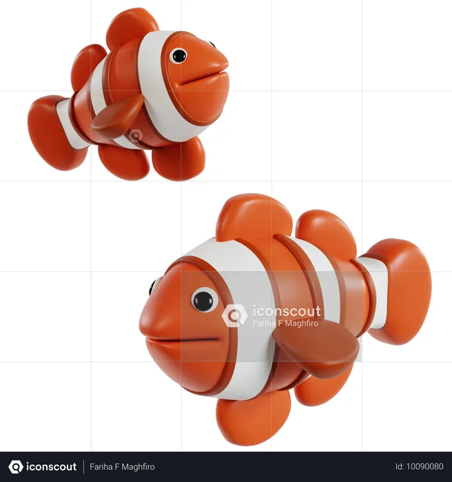 Aventura en dúo de peces payaso  3D Icon