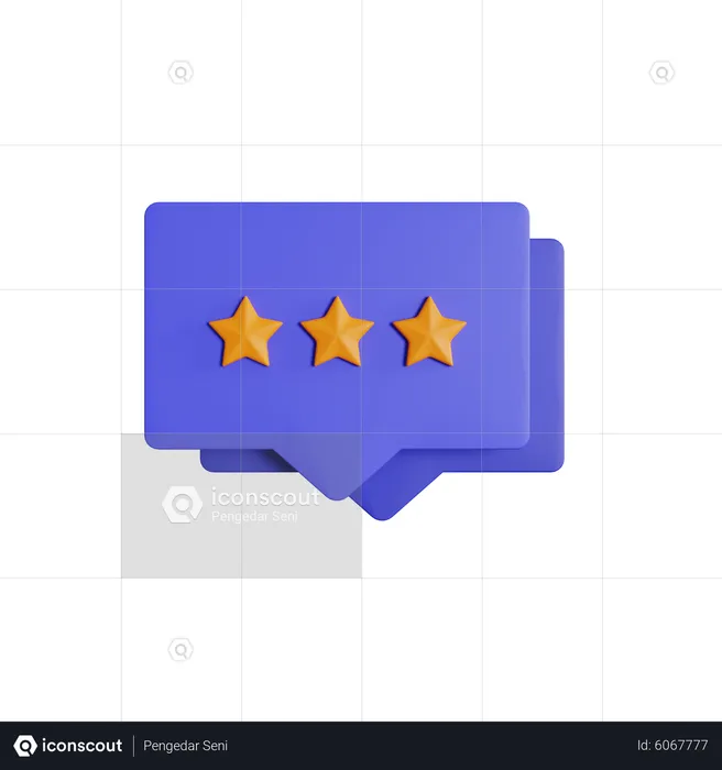 Bulle de discussion d'évaluation trois étoiles  3D Icon