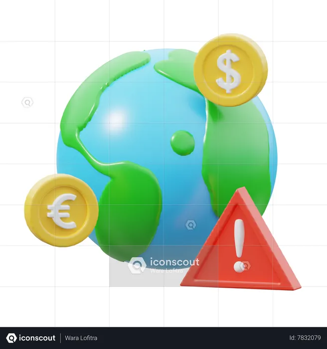 Alerta econômico global  3D Icon