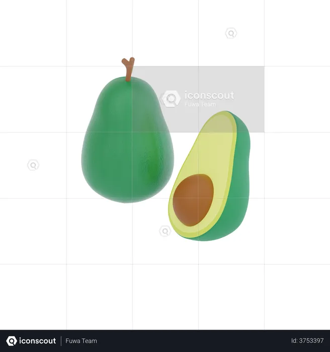 Avocado  3D Illustration