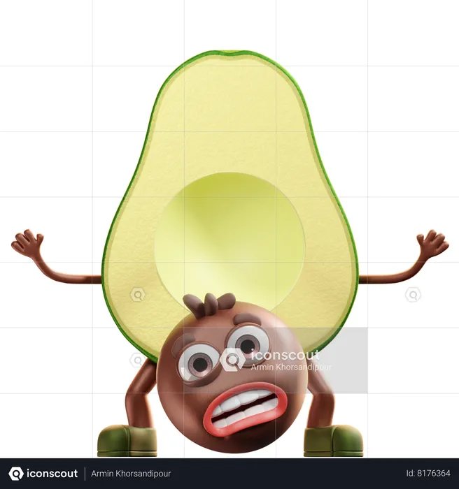 Avocado In Fear  3D Illustration