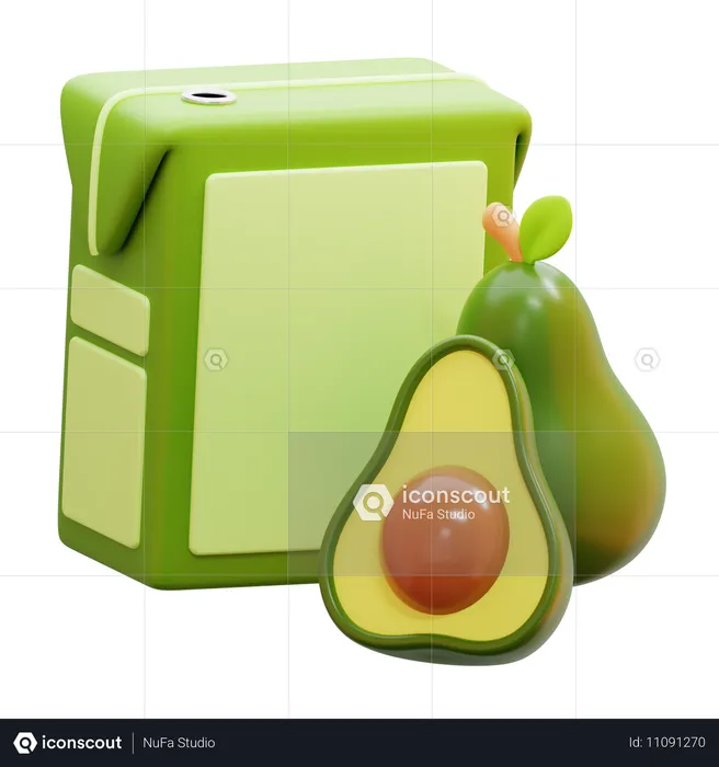 Avocado Juice Box  3D Icon