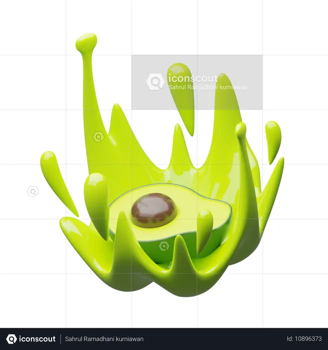 Avocado splash  3D Icon