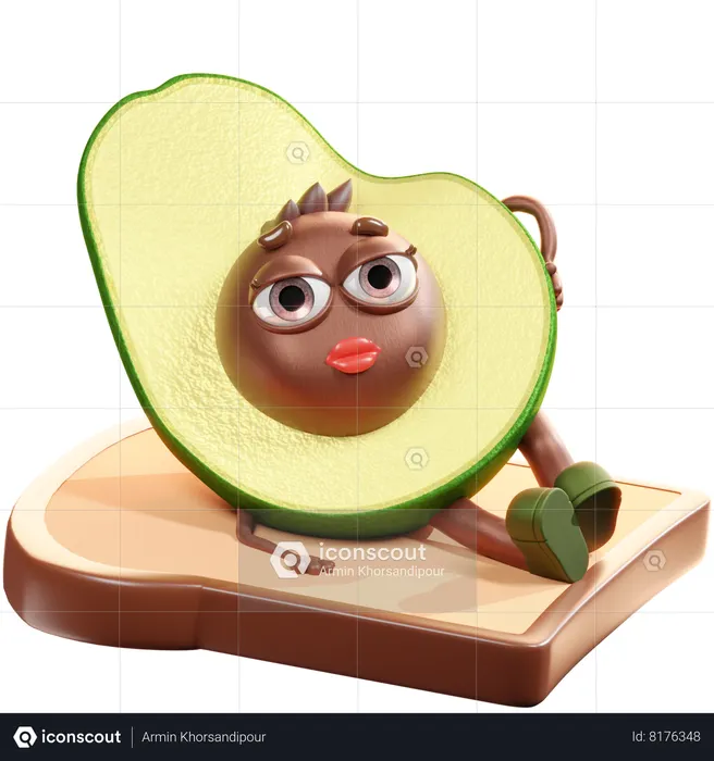 Avocado With Toast  3D Illustration