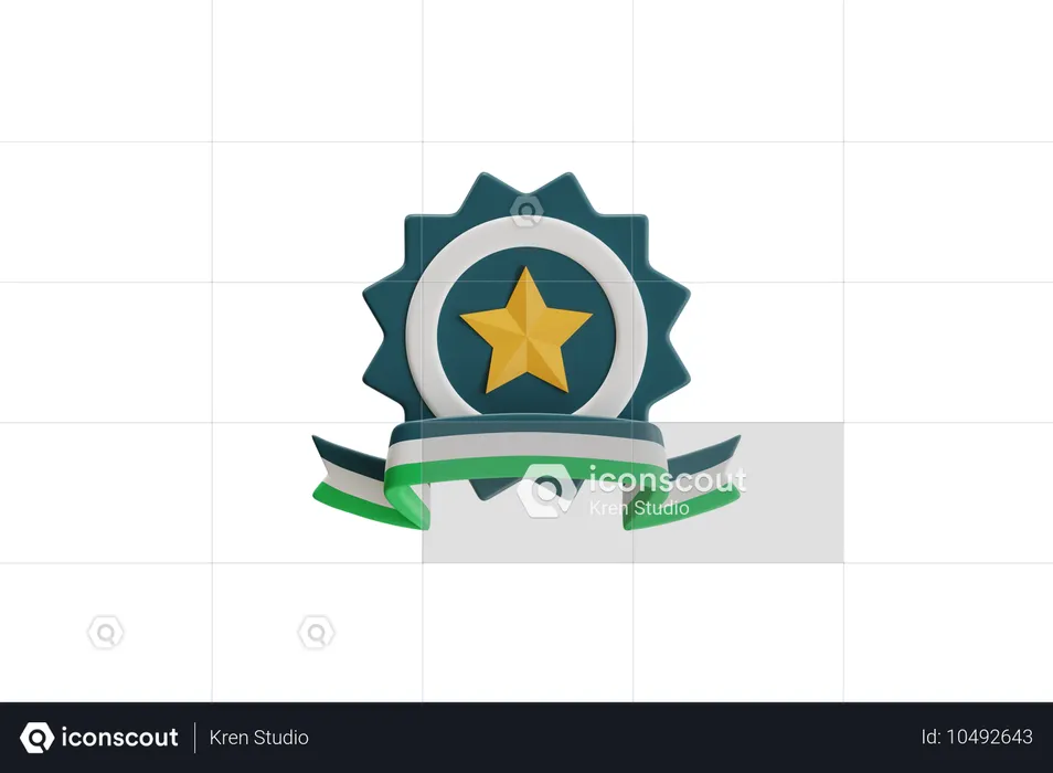 Award Badge With Star Emblem  3D Icon