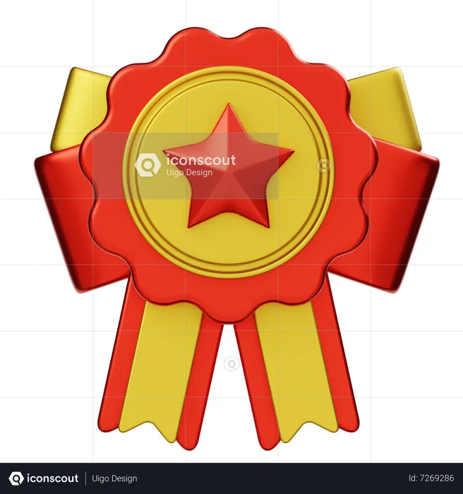 Award Ribbon Rosette Emoji 3D Icon