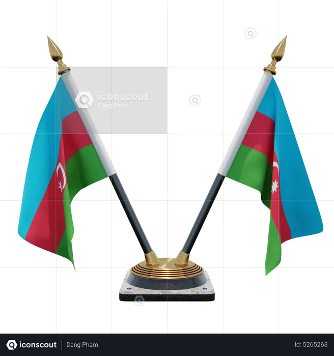 Azerbaijan Double (V) Desk Flag Stand Flag 3D Icon