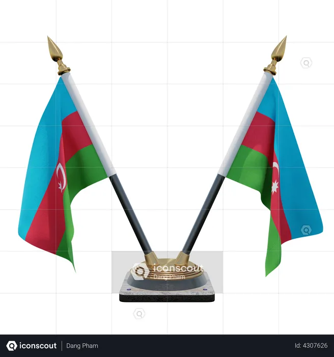 Azerbaijan Double Desk Flag Stand Flag 3D Flag