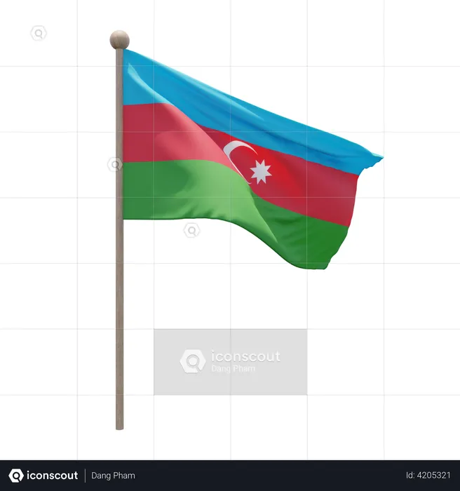 Azerbaijan Flag Pole  3D Flag