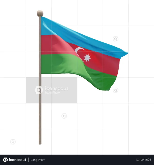 Azerbaijan Flagpole Flag 3D Flag