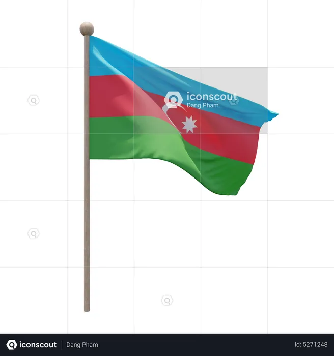 Azerbaijan Flagpole Flag 3D Icon