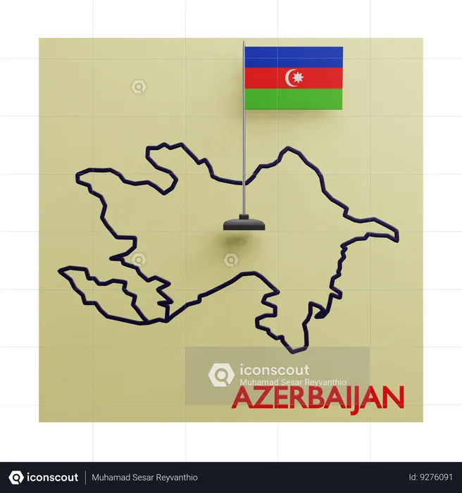 Azerbaijan Map Flag 3D Icon