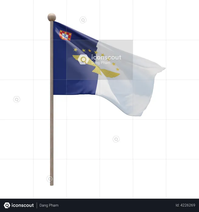 Azores Flag Pole  3D Flag