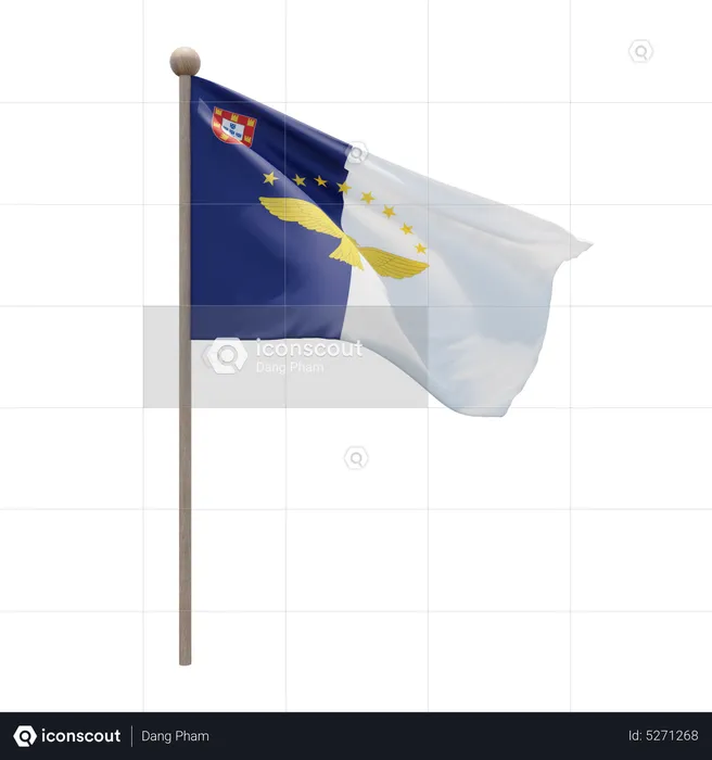 Azores Flagpole Flag 3D Icon