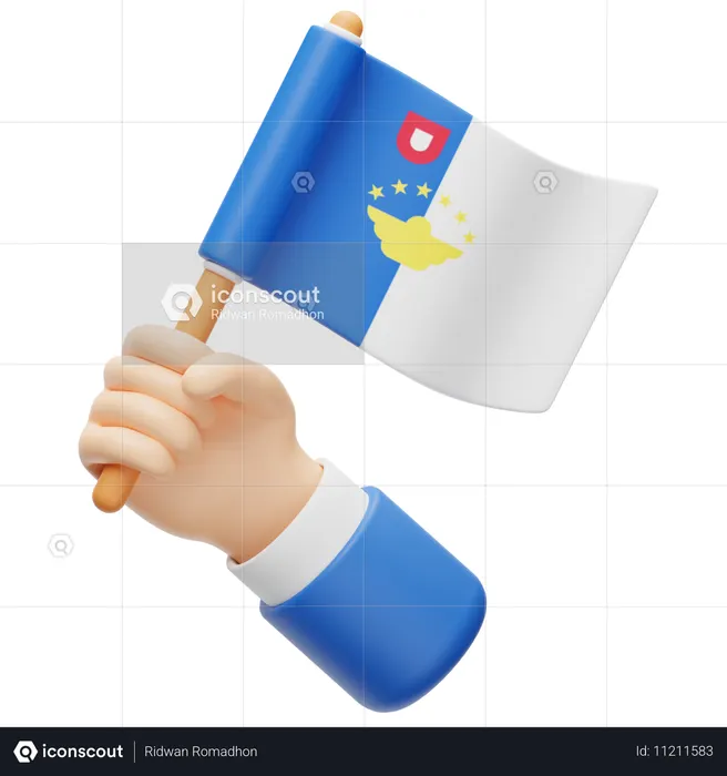 Azores Islands Flag Flag 3D Icon