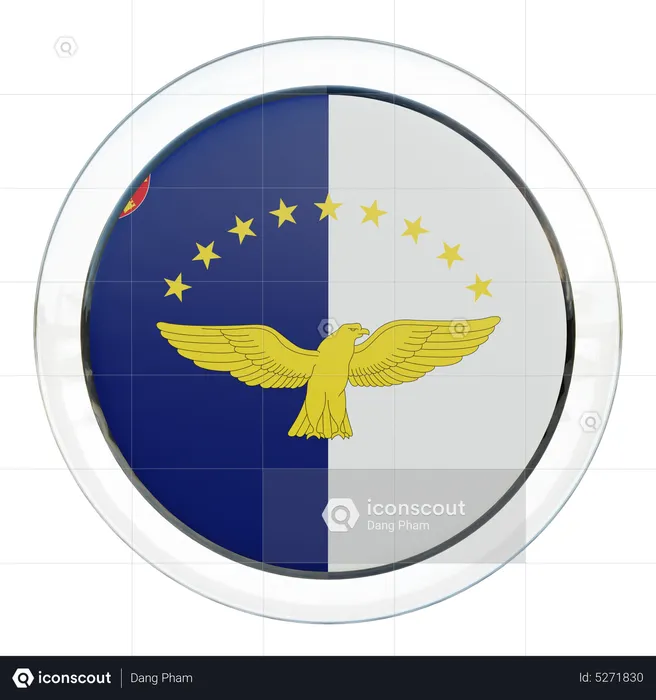 Azores Round Flag Flag 3D Icon