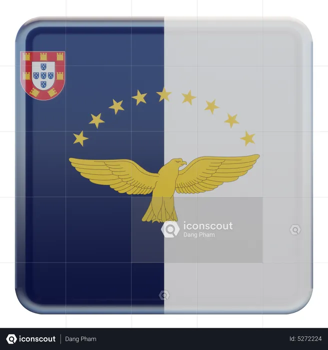Azores Square Flag Flag 3D Icon