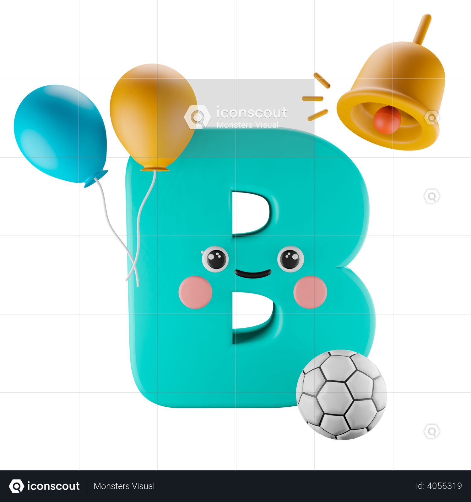 B Alphabet 3D Illustration Download In PNG, OBJ Or Blend Format