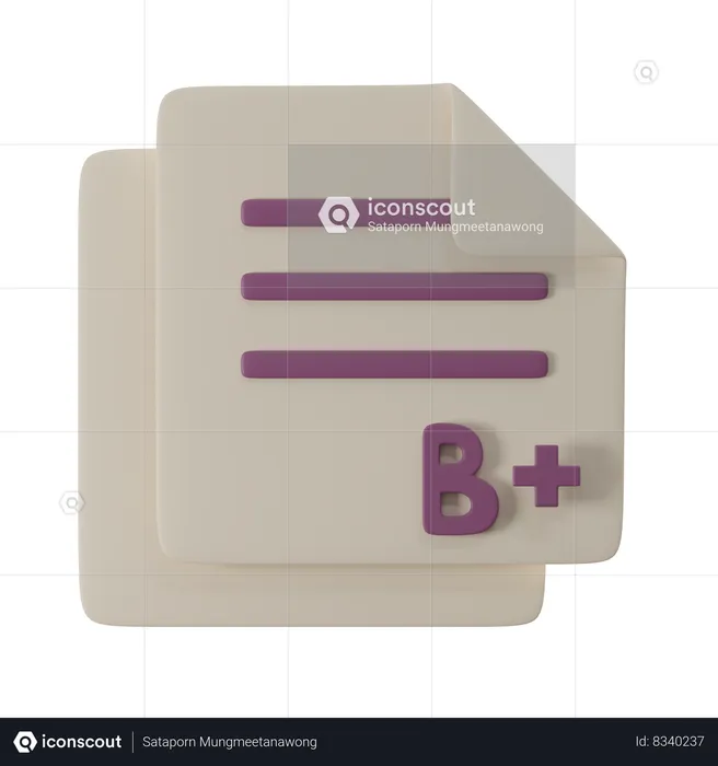 B Plus Grade  3D Icon