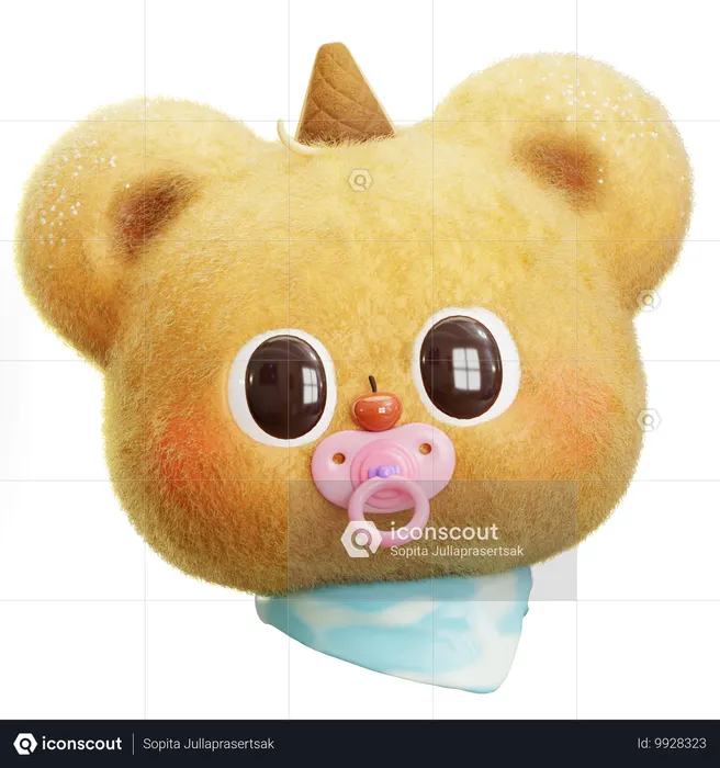 Baby Bear With Pacifier Emoji 3D Icon