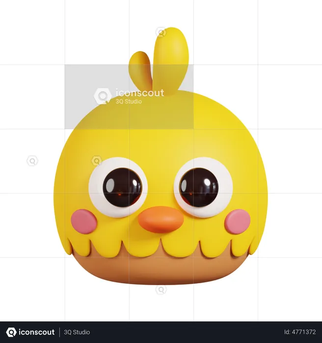 Baby Chick Face Emoji 3D Illustration