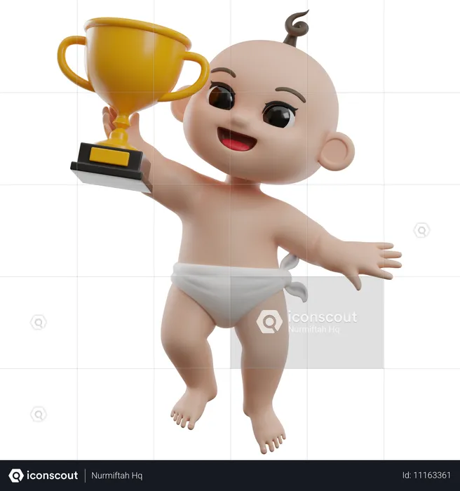 Baby hält Trophäe  3D Illustration