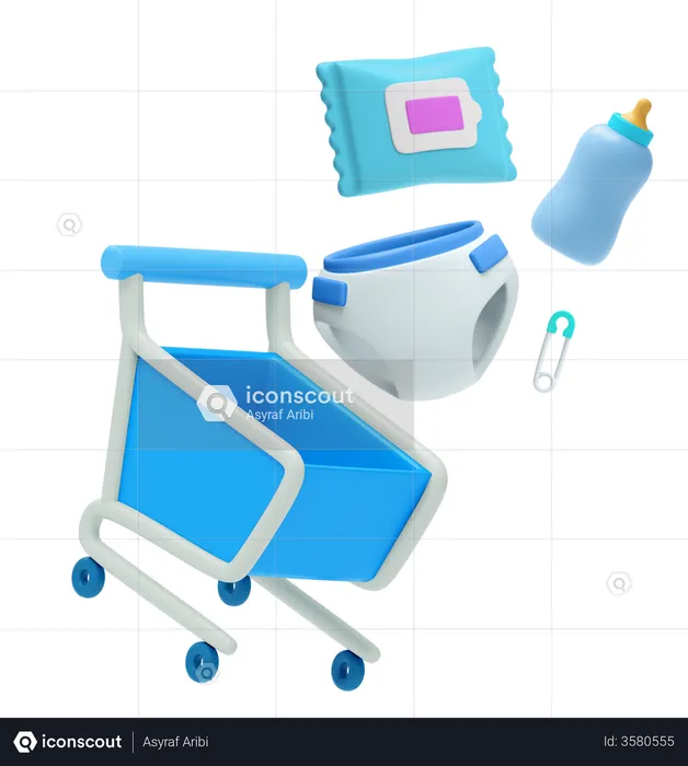 Baby Product Shopping  3D Illustration