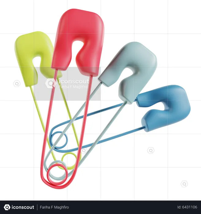 Baby Safety Pins  3D Icon