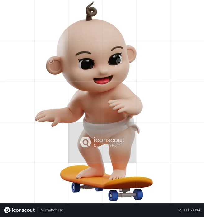 Baby-Skateboard  3D Illustration