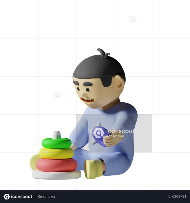 Baby spielt  3D Illustration