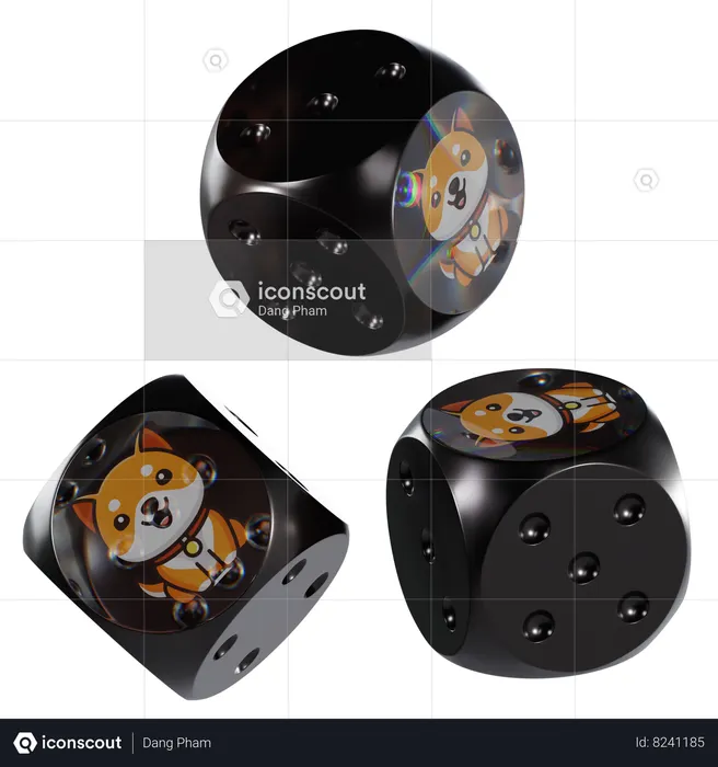 Babydoge Glass Dice Crypto  3D Icon