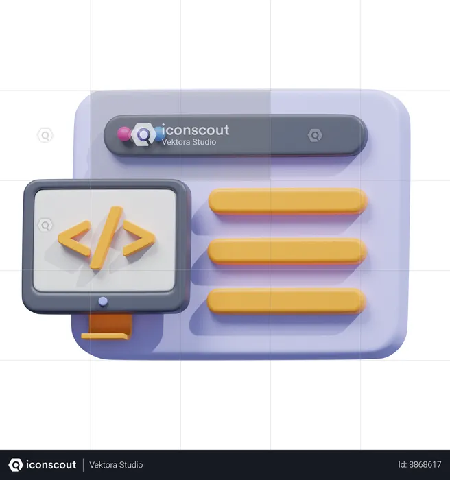 Backend coding dashboard  3D Icon