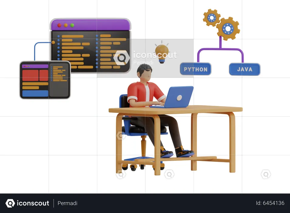 Backend developer  3D Illustration
