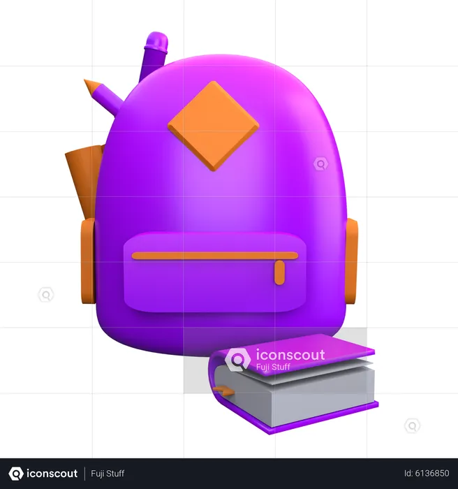 Backpack And Book  3D Icon