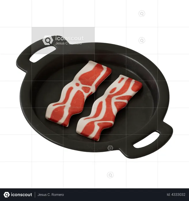 Bacon In Pan  3D Illustration