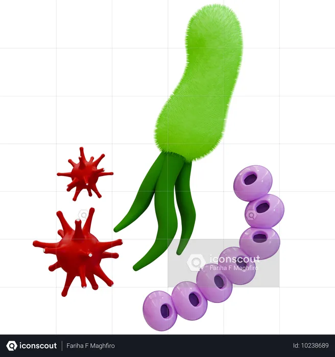 Bacterial Structures in Science  3D Icon