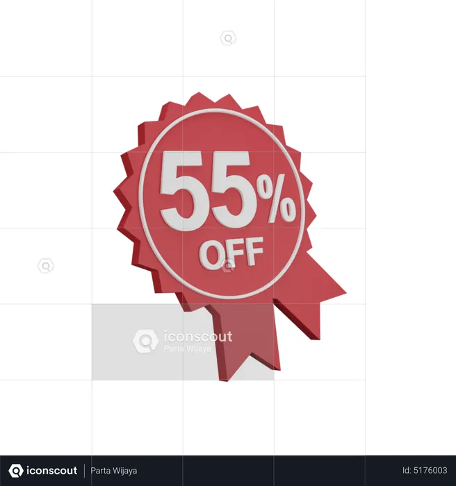 Badge de réduction de 55 pour cent  3D Icon