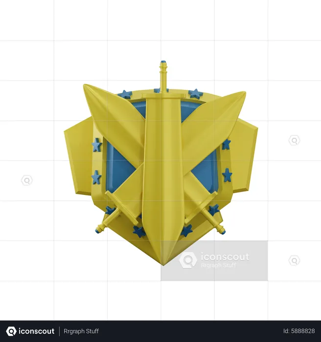 Insigne de niveau or  3D Icon