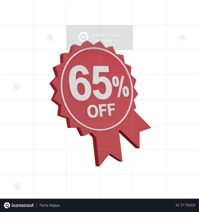 Badge de réduction de 65 pour cent  3D Icon