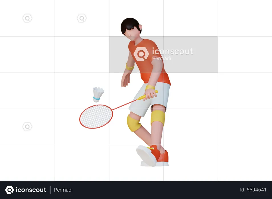 Badminton Player  3D Illustration