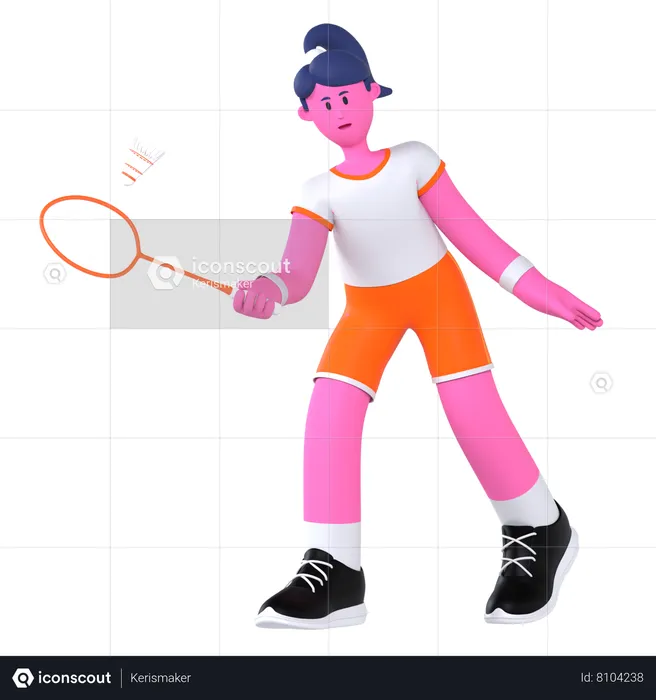 Badminton Player  3D Illustration