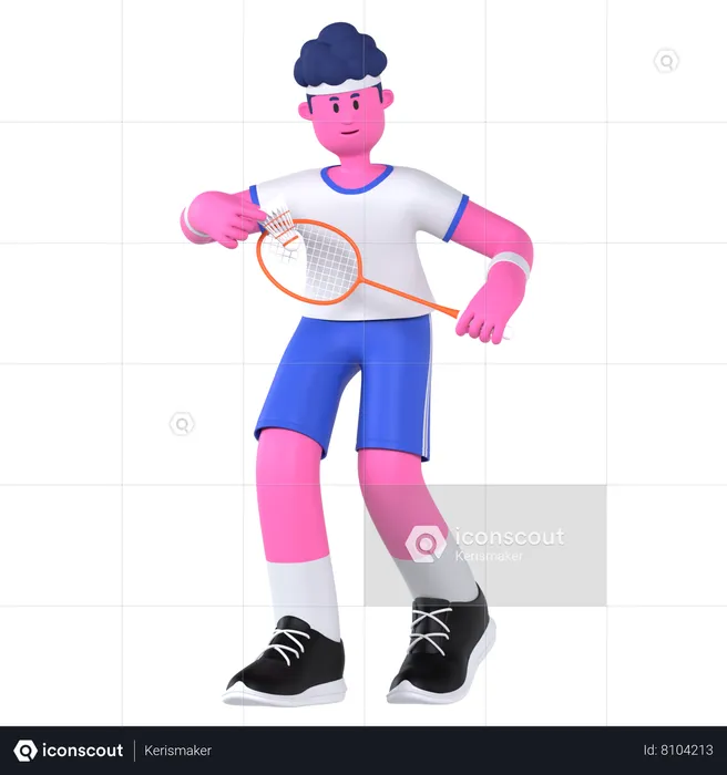 Badminton Player  3D Illustration